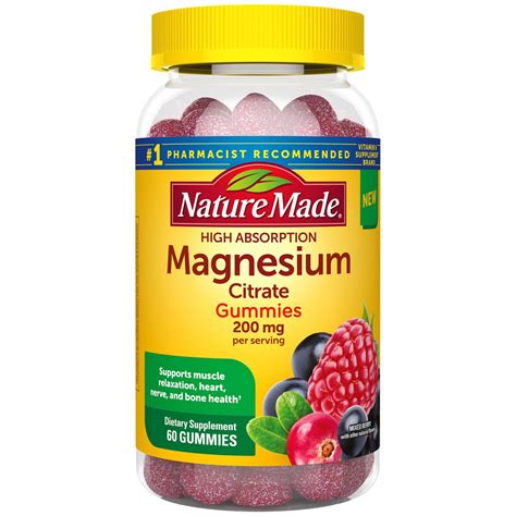 Nature Made High Absorption Magnesium Citrate 200 Mg 60 Gummies