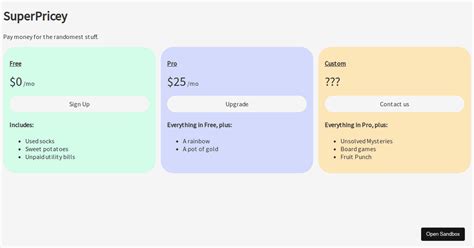 Super Pricey Pricing Tables With CSS Grid Codesandbox