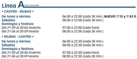 Modificaciones De Horarios En Los Autobuses Castro Bilbao A Partir