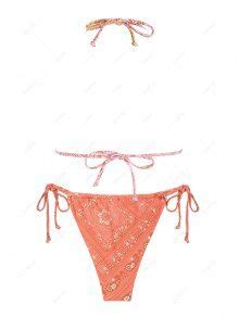 ZAFUL Ribbed Boho Paisley Print String Bikini Swimwear In MULTI A ZAFUL 2025