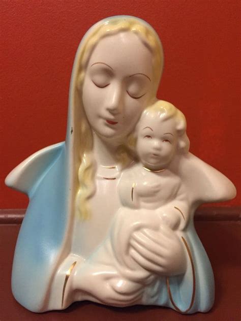 Mary Jesus Planter Vintage Mary Holding Jesus Virgin Mary Ceramic