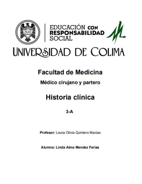 Historia Clinica Completa Segunda Parcial Ficha De Identificaci N