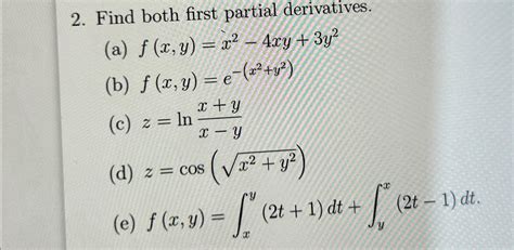 Solved Find Both First Partial Chegg