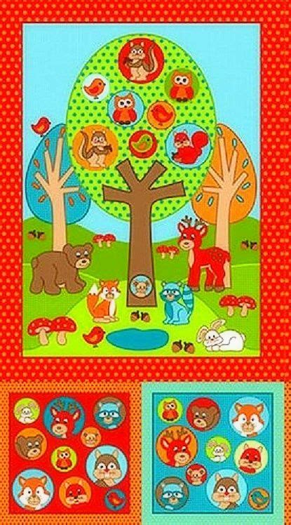 Cotton Quilt Fabric Woodland Park Forest Animals Baby Quilts Brights ...