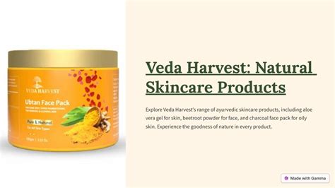 PPT Veda Harvest Natural Skincare Products PowerPoint Presentation