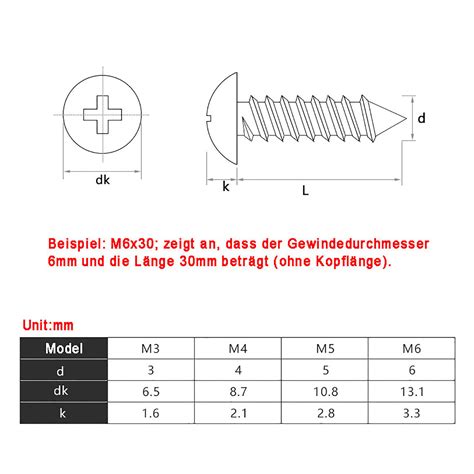 Holzschraube Blechschrauben Edelstahl V4A Flachkopf Mit Kreuzschlitz M3