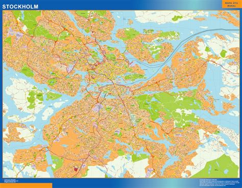 Stockholm wall map in Sweden | Wall maps of countries of the World