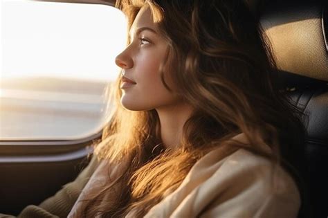 Premium Photo A Woman Sitting In A Car Looking Out The Window