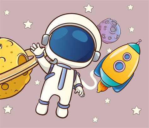 Premium Vector Vector Illustration Of A Cute Astronaut In Outer Space