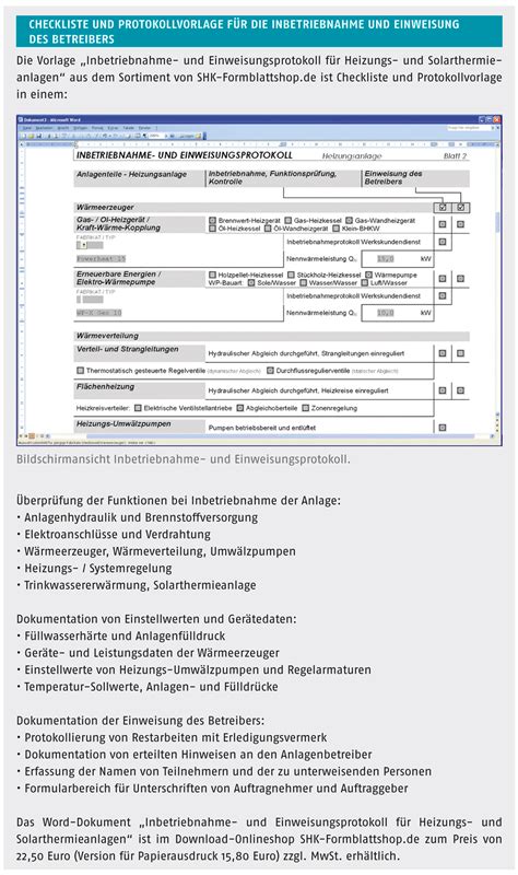 Durchgecheckt Und Dokumentiert Checkliste Und Protokollformblatt Für