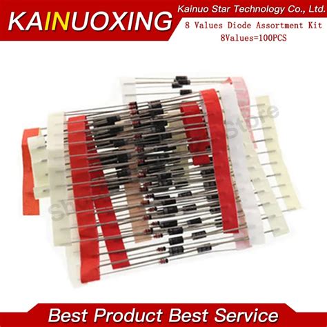 100pcs 8 Value Schottky Diode Rectifier Diodes Kit 1n4148 1n4007 1n5819