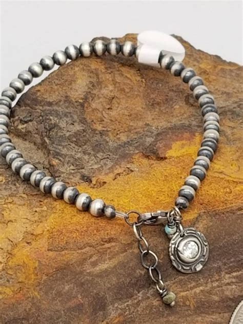 Navajo Pearl Bracelet With White Topaz Charm Etsy