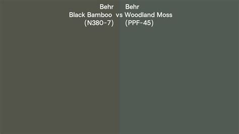 Behr Black Bamboo Vs Woodland Moss Side By Side Comparison