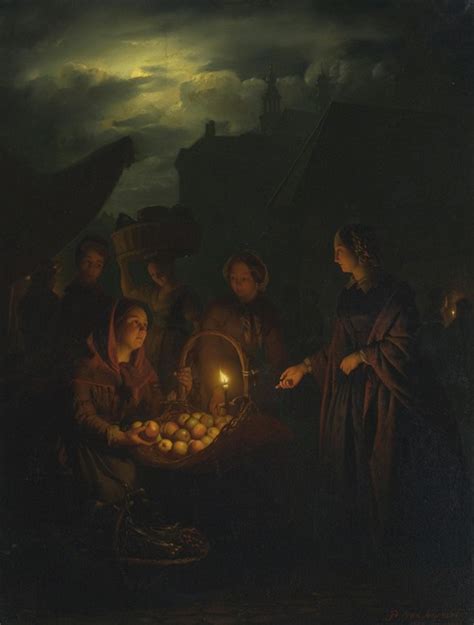 A Moonlit Vegetable Market By Petrus Van Schendel Artvee