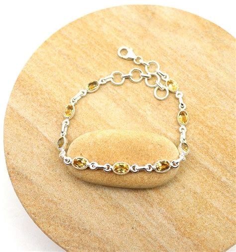 Bracelet pierres jaunes taillées Mosaik bijoux indiens b54