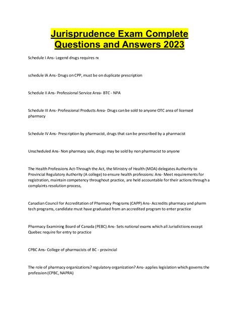 Jurisprudence Exam Complete Questions And Answers 2023 Browsegrades