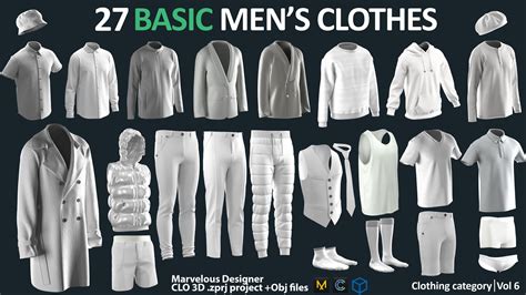 Artstation 27 Basic Mens Clothes Pack Marvelous Designer Clo3d