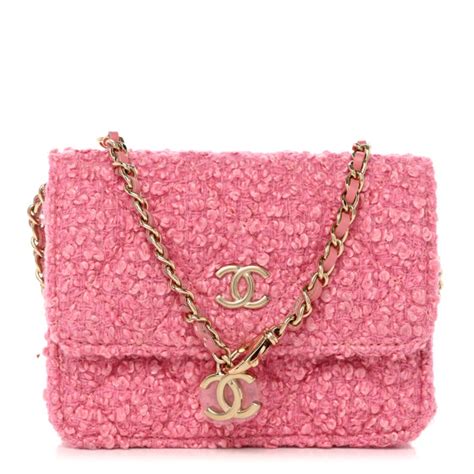 CHANEL Tweed Quilted Flap Chain Waist Bag Pink 1272697 | FASHIONPHILE