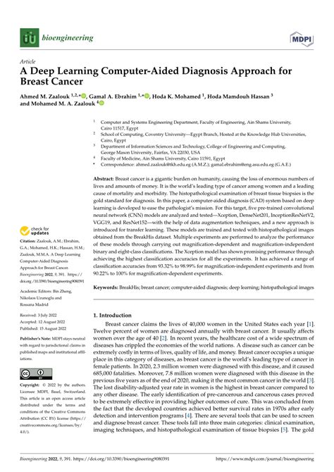 Pdf A Deep Learning Computer Aided Diagnosis Approach For Breast Cancer