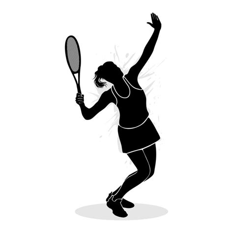 Professional female tennis player silhouette. Vector illustration ...