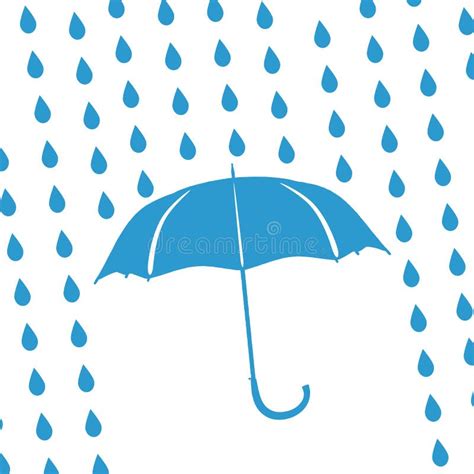 Rain Drops Rippling In Puddle And Umbrella Stock Vector Illustration