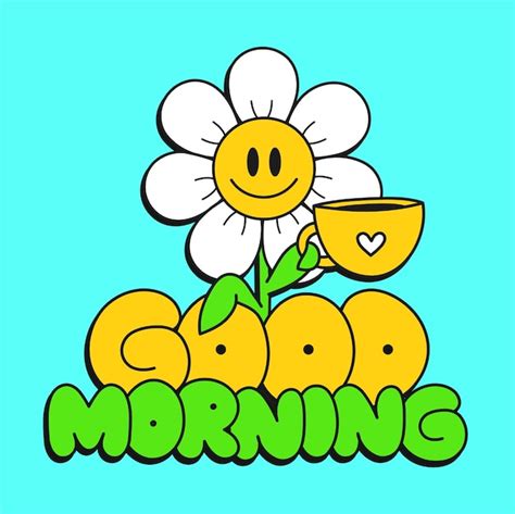 Premium Vector Cute Funny Chamomile Flower With Coffee Cup Good