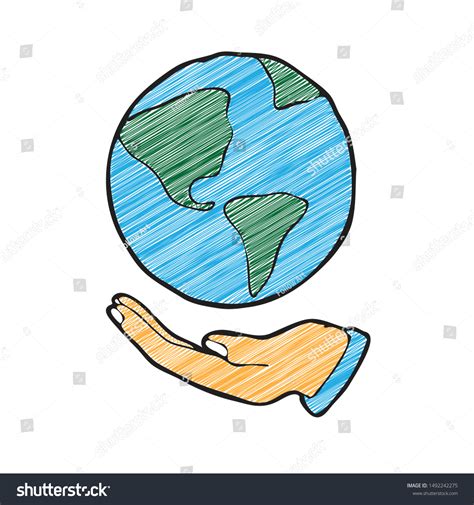 Digitally Drawn Illustration Hand Earth Design Stock Vector (Royalty Free) 1492242275 | Shutterstock