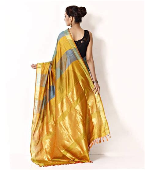 Uppada Sarees Yellow Silk Mysore Silk Saree With Blouse Piece Buy