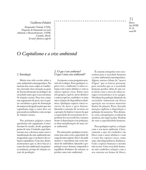 Pdf O Capitalismo E A Crise Ambiental