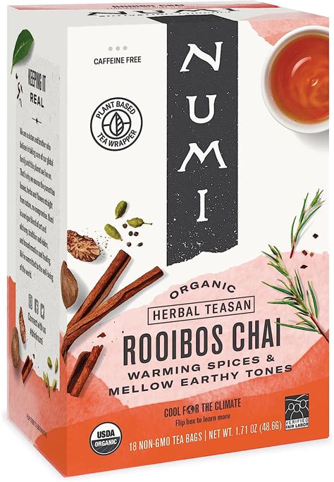 Numi Teas Organic Tea Rooibos Chai Herbal Teasans Count Amazon Ca