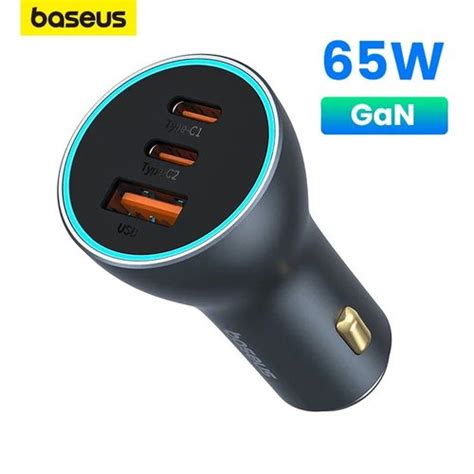 Baseus Chargeur De Voiture USB Type C GaN 65W Triple Fast Charge QC 4