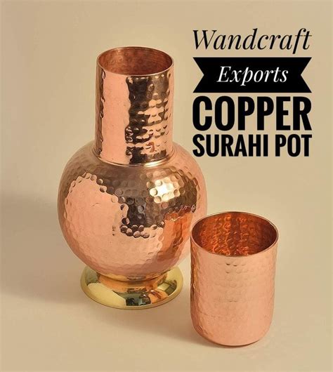 Hammered Round Copper Surahi Pot Bedroom Bottle Sugar Pot For Home