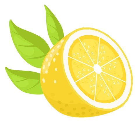 La mitad del icono de limón cítricos de dibujos animados corte de fruta