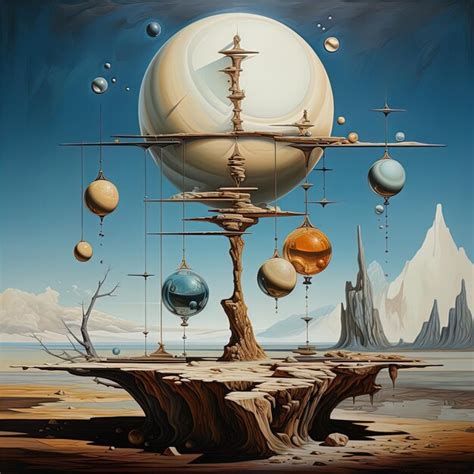 Premium AI Image | a painting of a planet with planets and a space ship.