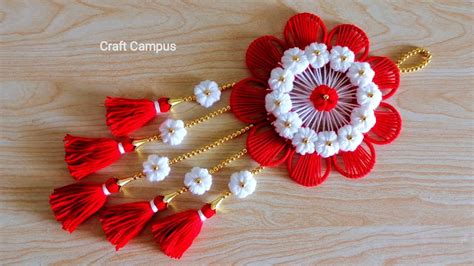 Easy Woolen Flower Wall Hanging Using Old Bangles Woolen Thread Craft