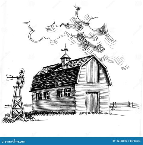 Old Barn Sketch Stock Illustration Illustration Of Agriculture 112406892