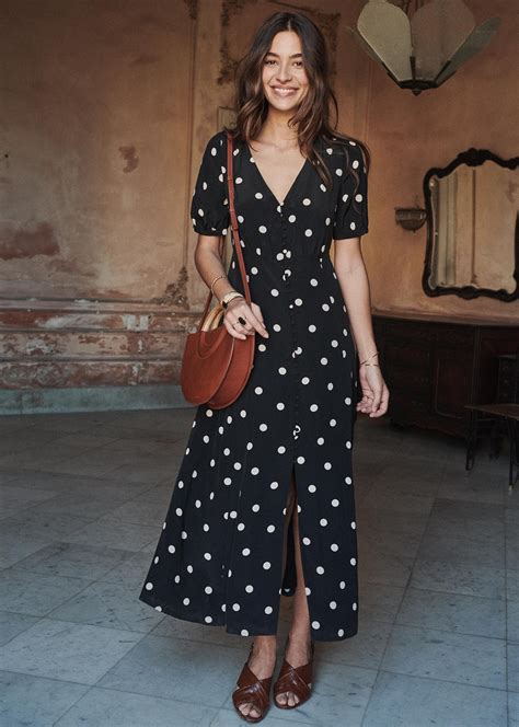 polka-dot-maxi-dress-black-white-buttons