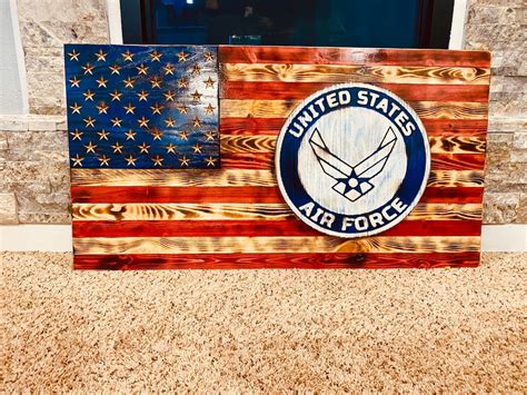 Air Force Wood Flag Wooden Flag American Flag Customized Etsy