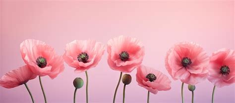 Roze papaver bloemen geïsoleerd op een geïsoleerde pastel achtergrond