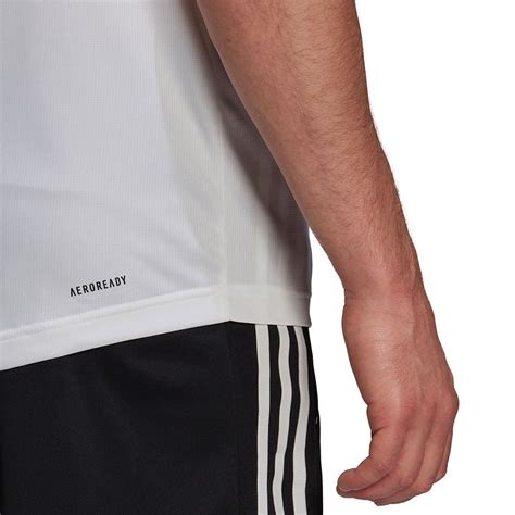 Adidas Aeroready Designed To Move Sport 3 Stripes Short Sleeve T Shirt White Runnerinn