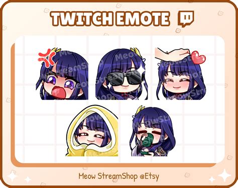 Twitch Emote Baal Raiden Shogun Emotes Pack 2 Angry Cool Etsy