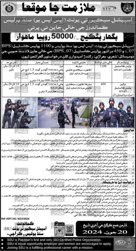 Sindh Police Special Security Unit Ssu Jobs Job Advertisement