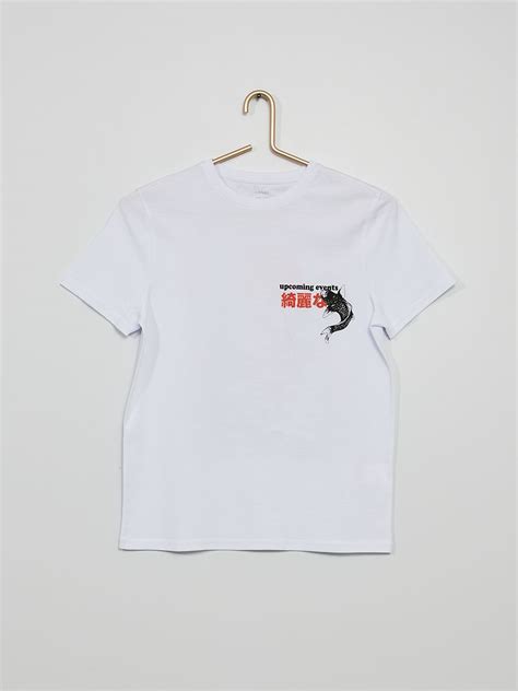 T Shirt Imprim Style Japonais Blanc Kiabi