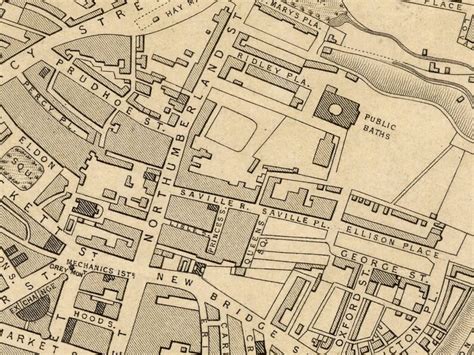 Old Map Of Newcastle On Tyne Historical Map Restored Old Etsy