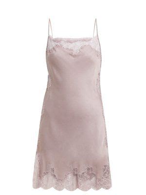 Lace Trimmed Silk Satin Slip Dress By Carine Gilson