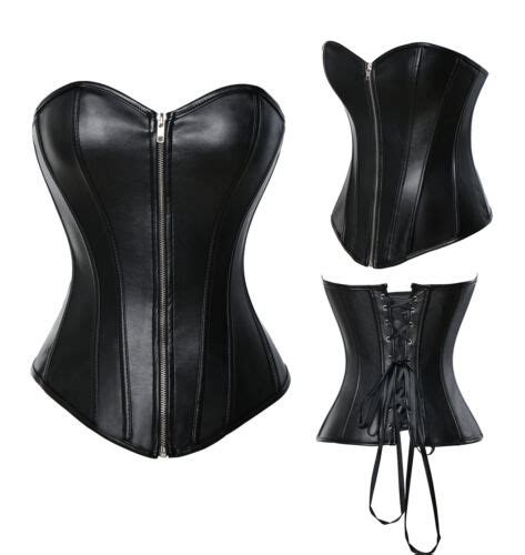Women Lace Up Boned Bustier Corset Overbust Burlesque Top Lingerie Waist Cincher Ebay