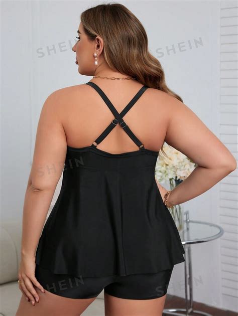 Shein Swim Curve Conjunto De Biqu Ni Plus Size Sem Manga Al A