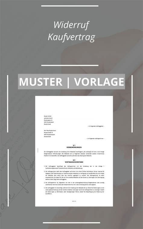 Widerruf Kaufvertrag Vorlage Muster WORD PDF