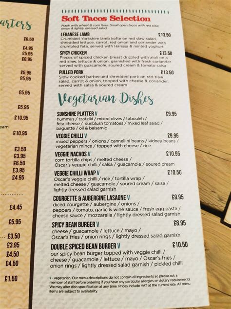 Menu at The Biltmore Bar & Grill, York