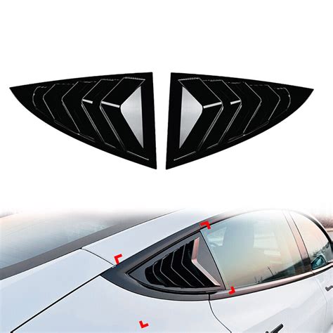 Black Rear Window Louver Shutter Cover Trim For Tesla Model